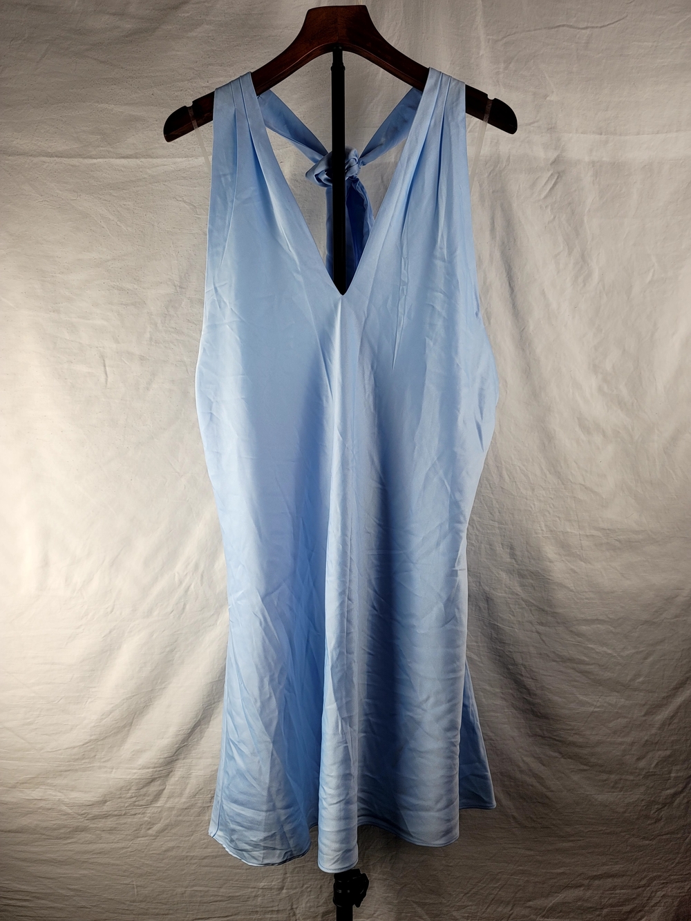 Wild Fable Light Blue Satin Halter Open Back Mini Dress Size L NWT